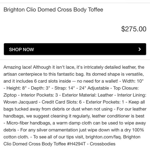 NWT Brighton Clio Domed Cross Body Toffee - Picture 6 of 11